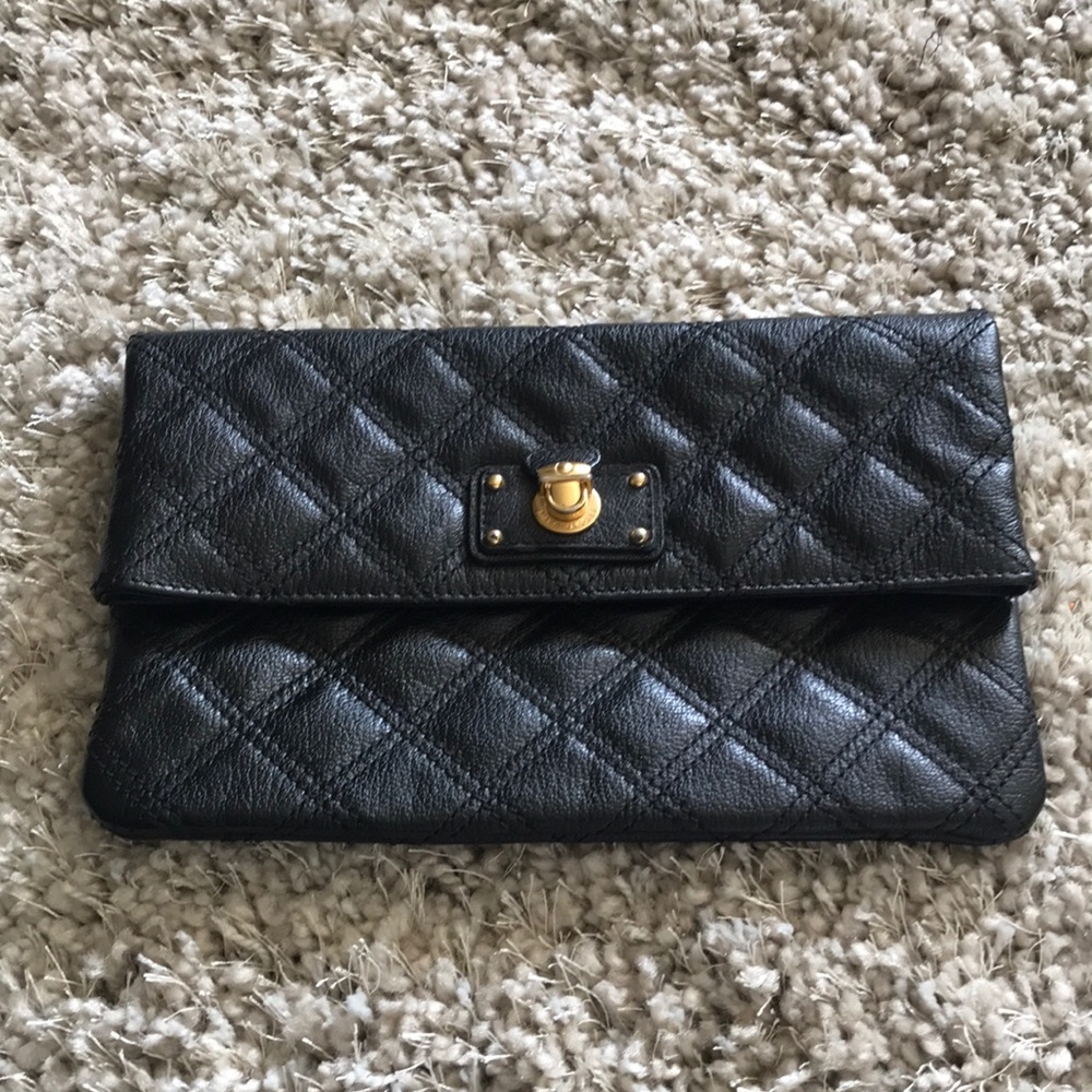 Marc Jacobs Eugenie Black Leather Quilted Clutch